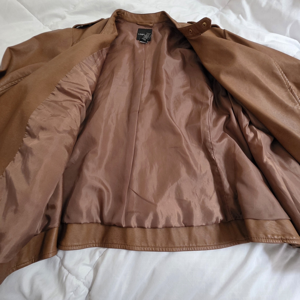 Lane Bryant Penny Brown Faux Leather Jacket Size 22/24 - Picture 9 of 15